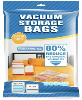 ¡Organiza y Ahorra Espacio con el Combo de 5 Bolsas al Vacío Reutilizables + Bomba de Aire!
