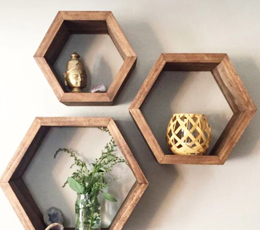 Repisa Hexagonal Para Hogar X3 Unidades