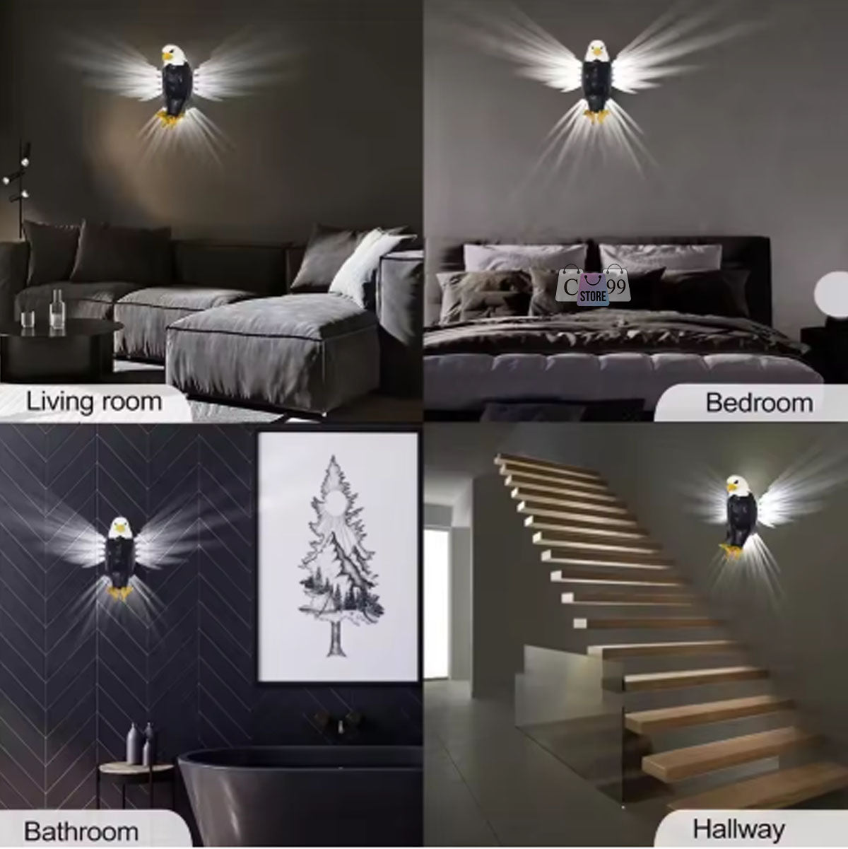 Lampara De Aguila 3d Decoracion Hogar