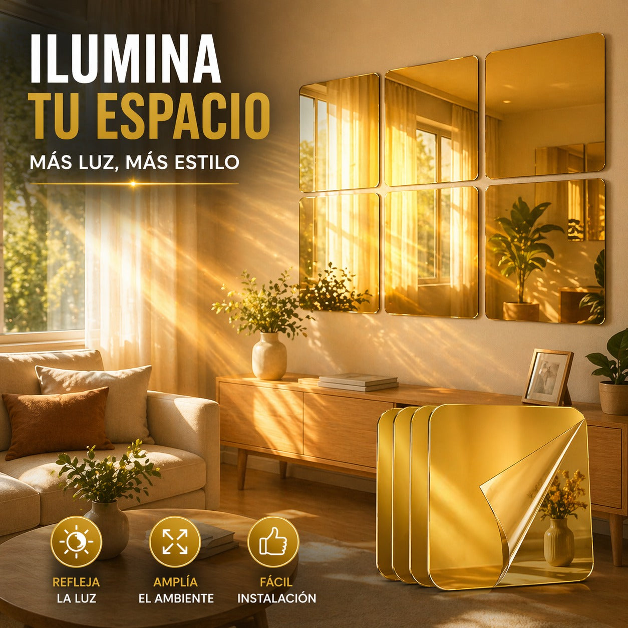 Espejos Dorados decorativos para el hogar X15