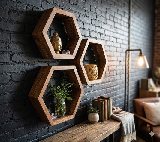 Repisa Hexagonal Para Hogar X3 Unidades