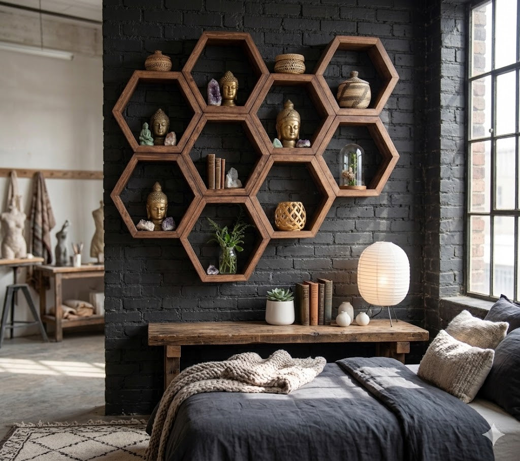 Repisa Hexagonal Para Hogar X3 Unidades